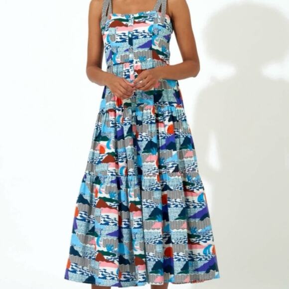Oliphant Tie Strap Pacifica Midi Dress Size XS - Picture 2 of 9